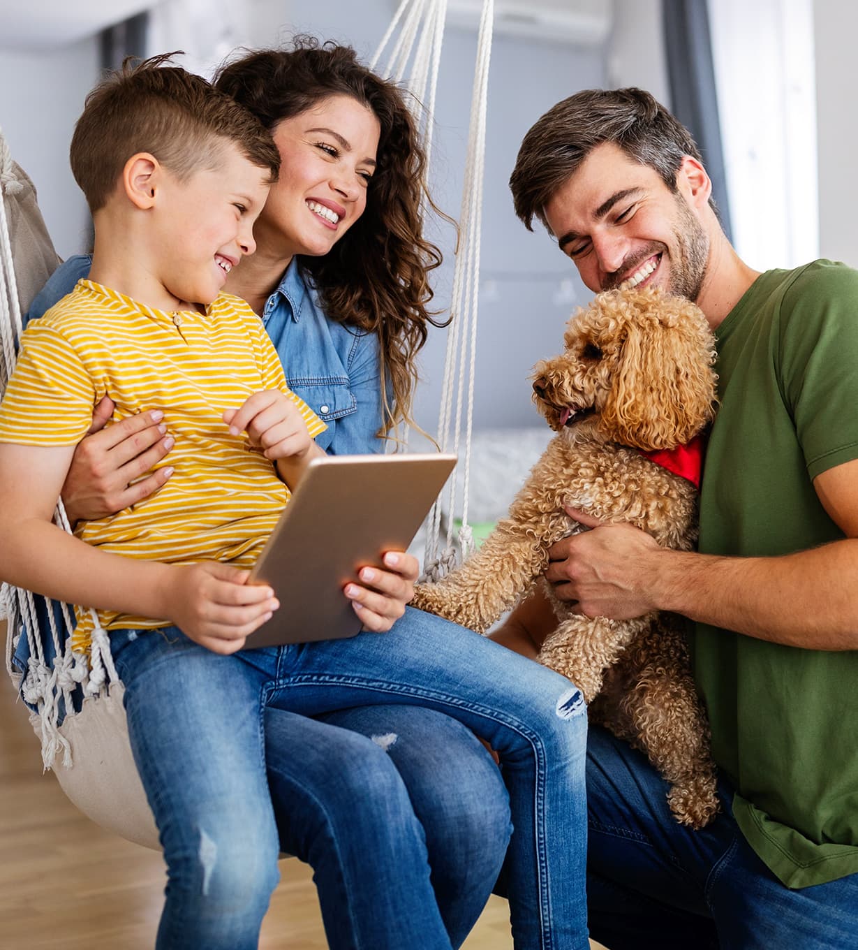 Happy family with health insurance